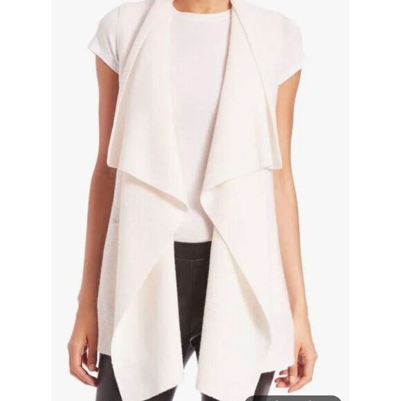 Vince cream wool cashmere blend draped vest sweater M - Picture 1 of 9